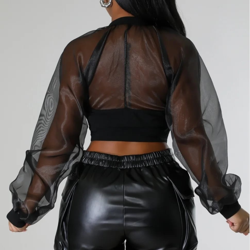 Long sleeve sheer corset top