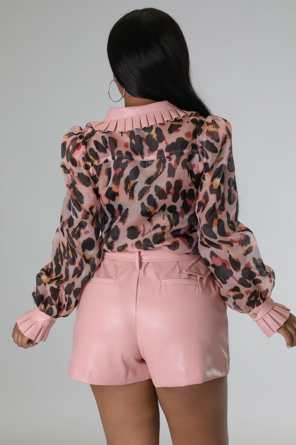 Girly faux leather short set